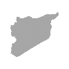dotted halftone black silhouette of syria map isolated. syria country map for travel and presentation. syria halftones map vector illustration.  world maps circle. global map.