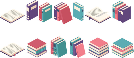 Vintage aesthetic book clipart bundle with stacked books, open books, and reading illustrations for planners, teachers, scrapbooking, and digital projects © MdRazaul