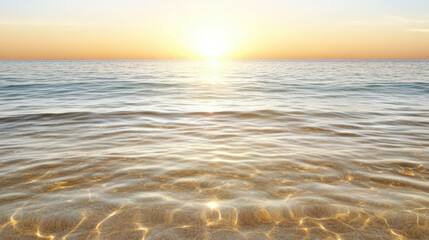 Obraz premium Sunset ocean water glow horizon serene golden reflection