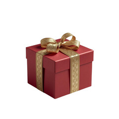 Fototapeta premium Luxury Red Gift Box with Golden Decorative Ribbon