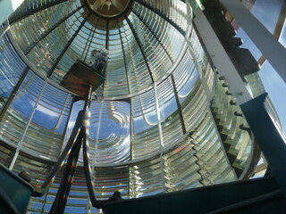 Fototapeta premium Fresnel lenses for light amplification inside old lighthouse