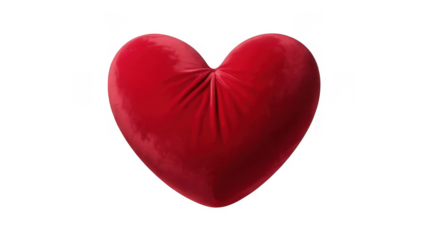 Red Heart Shaped Pillow isolated on a transparent background velvet soft