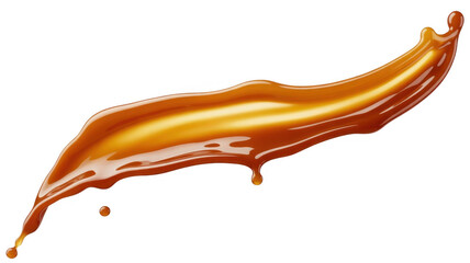 Caramel sauce splash isolated on a transparent background liquid golden