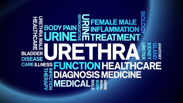 Urethra animated word cloud-text design animation tag kinetic typography seamless loop.