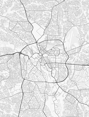 Obraz premium Kumasi City Map. Minimalist black and white line art poster for printing, wallpaper, wall art, and map resources for home and office decor