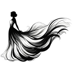 Fototapeta premium Abstract wave design fluid motion silhouette isolated on transparent background