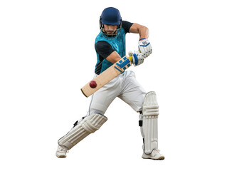 Cricket batsman playing a shot isolated on transparent background