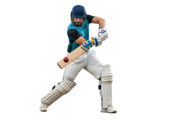 Cricket batsman playing a shot isolated on transparent background
