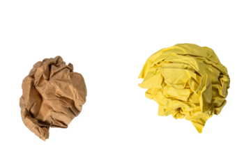 Colorful Crumpled Paper Balls: A Study of Color Theory Through Vibrant Art Materials and Playful Design Elements in Creative Projects on Transparent Background.