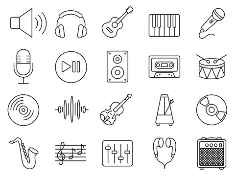 Music simple icon collection
