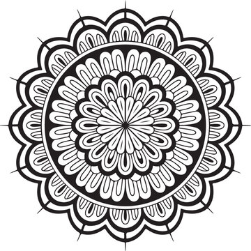 Abstract floral vector mandala pattern design for vintage round ornament illustration