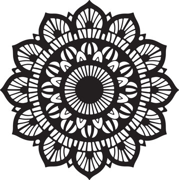 Abstract floral vector mandala pattern design for vintage round ornament illustration