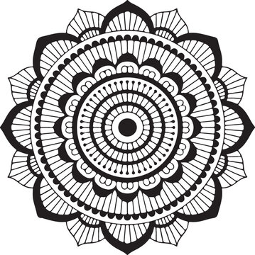 Abstract floral vector mandala pattern design for vintage round ornament illustration