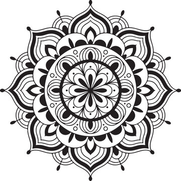 Abstract floral vector mandala pattern design for vintage round ornament illustration