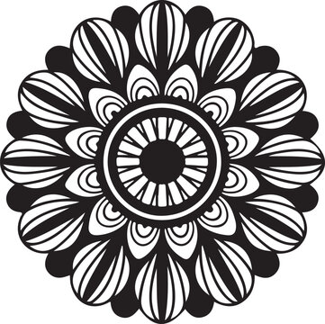 Abstract floral vector mandala pattern design for vintage round ornament illustration