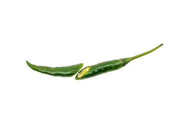 Green Chili Peppers on Transparent Background.