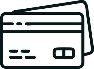 A minimalist icon representing credit cards and digital payment methods for online shopping and transactions.