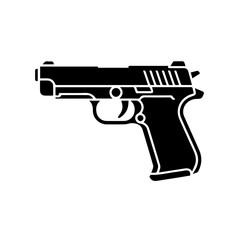 Handgun or pistol icon, a vector illustration of a firearm weapon isolated on white background
