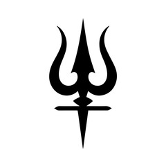Shiva's trishul, a powerful hindu trident symbol representing divine power isolated on white background