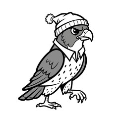 Cartoon Bird Wearing Cozy Beanie Hat.
