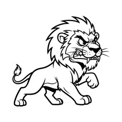 Cartoon Lion in Aggressive Stride Illustration.