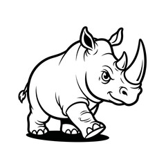 Playful Cartoon Rhinoceros Vector Illustration.