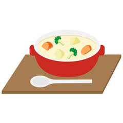 器に盛ったクリームシチューのイラスト素材