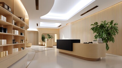 Contemporary reception area design for elegant minimalist office interiors