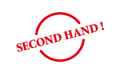 SECOND HAND ! - Red Rubber Stamp with text SECOND HAND !
