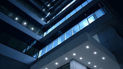 Obraz premium Modern architecture showcase urban high-rise building night scene aesthetic viewpoint