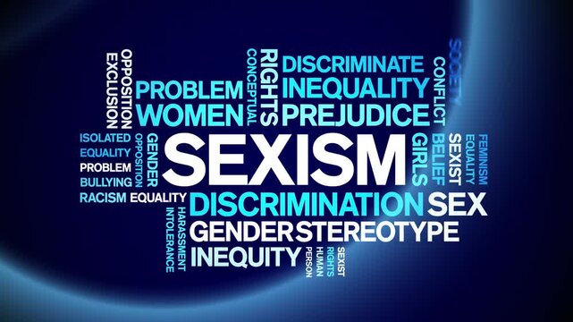 Sexism animated word cloud-text design animation tag kinetic typography seamless loop.