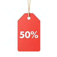 Red Sale Tag Showing 50% Discount