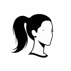 Stylized Black and White Profile of a Woman with a Ponytail.
