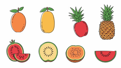 Vibrant Collection of Fresh and Exotic Fruits in a Colorful Illustration Style.