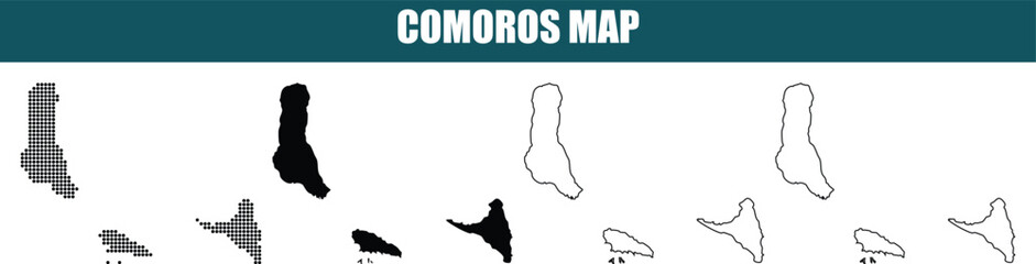 Comoros Islands Silhouettes Map Collection