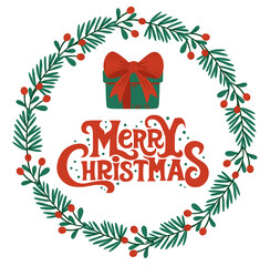 Festive Christmas Candy Cane Wreath with Golden Bells and Bow Illustration