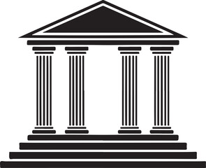 Fototapeta premium Bank Building Silhouette — Finance, Money, and Economy Symbol Vector