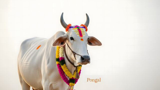 Happy Pongal Holiday Harvest Festival of Tamil Nadu South India, product display in modern white background