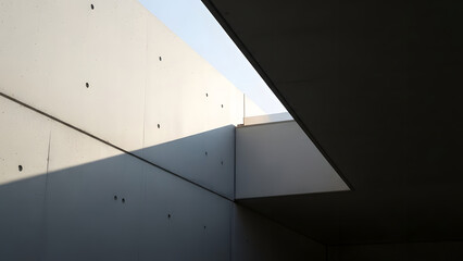 Minimalist Architecture Modern Concrete Building with Dramatic Light and Shadow Play Negative Space Geometric Design Contemporary Exterior abstract geometric architectural details