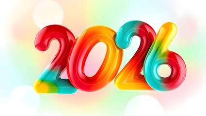 Colorful 2026 Numbers with Bright Backdrop for New Year's Celebration