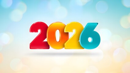 Bright and Colorful 2026 New Year Celebration with Bokeh Background