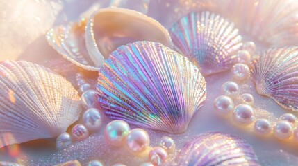 Pastel seashell and pearl arrangement