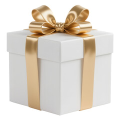 white gift box PNG isolated on transparent background