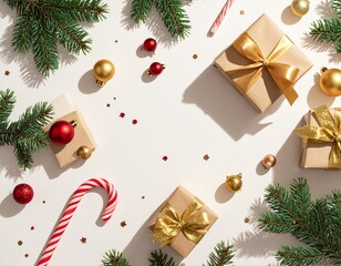 Christmas Flat Lay Illustration &ndash; Holiday Ornament Vector