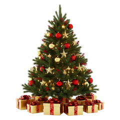 Christmas tree with gift boxes PNG isolated on transparent background