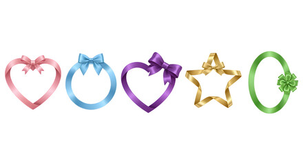 Colorful Ribbon Frames Set PNG isolated on transparent background