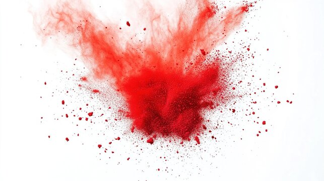 dispersion. Bright red powder cloud against white background showcasing vibrant color contrast, STEM education sheets, lab safety posters, designed for STEM education and laboratory safety posters.