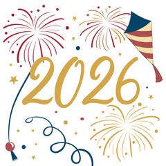 Elegant New Year Background with Golden 2026 Typography Vector Illustration