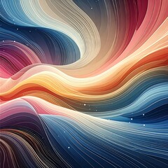 Flowing, multicolored lines create a dynamic, abstract wave pattern
