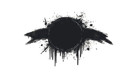 Grunge Circle Frame with Splatter, vector graphic element with transparency